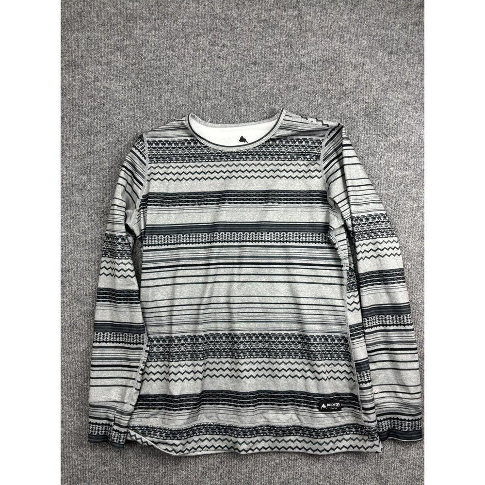 Burton Shirt Womens XL Gray Striped Long Sleeve DRYRIDE Base Layer Ski Top